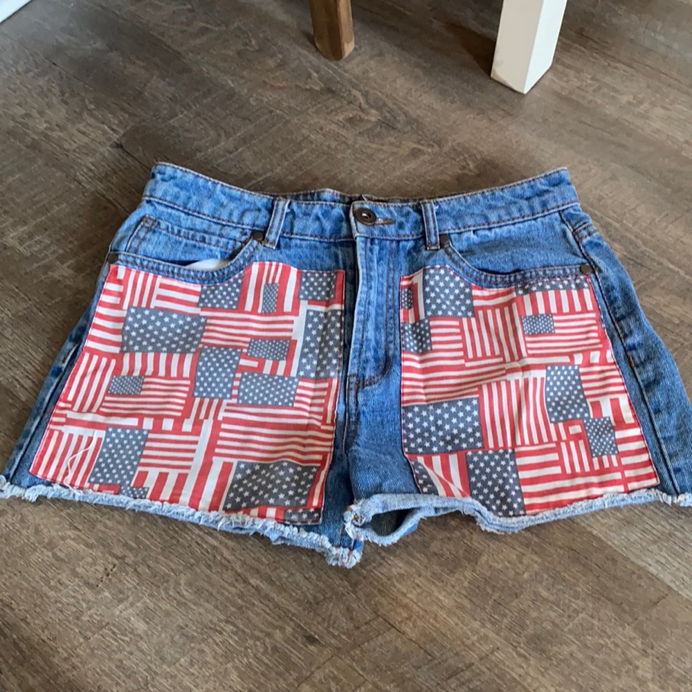 High waisted american flag shorts